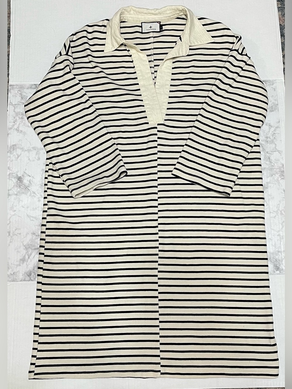 Tuckernuck Ashton Knit Polo Dress Navy Ivory
Striped Size Medium